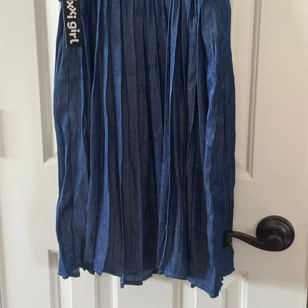 New Trixxi Girl Girls Blue Pleated Dress Size L Large